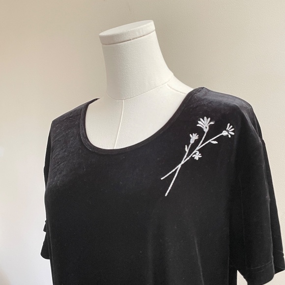 Vintage Velvet Maxi Dress XL Embroider Whimsigoth Vamp Dark Romantic Witchy Y2K - Picture 5 of 10